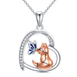 URONE Penguin/Wolf/Pig/Fox/Sloth/Cat/Elephant Necklace 925 Sterling Silver Animal Pendant Jewellery Gifts for Women Mother Girlfriend Girls, Sterling Silver, Cubic Zirconia