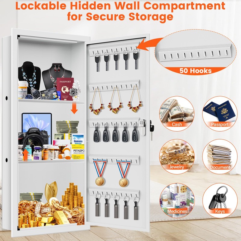 29.53" Tall White Wall Safes Between 16" Studs | 33%