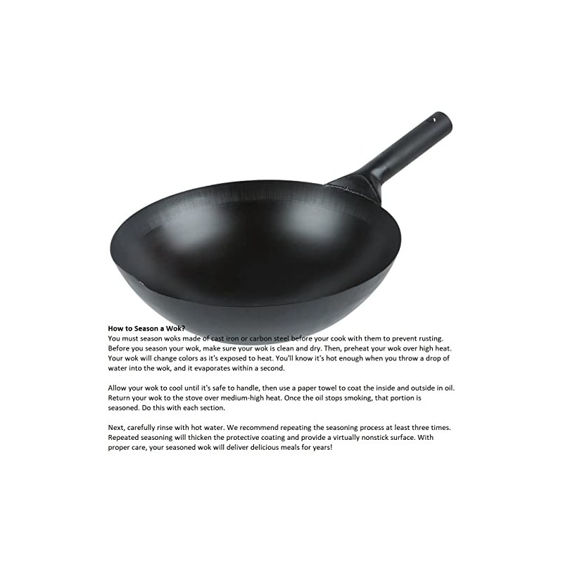 iPro Kitchenware 14" Carbon Steel Chinese Wok *Japanese Style *Round