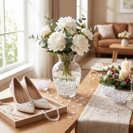 Zerodis 1000 Cuentas de Diamante acrílico Transparente para Soporte de estallido Relleno de jarrón para Centro de Mesa Boda Despedida de Soltera decoración de jarrón de 6 mm (Transparente)