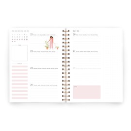 Miquelrius - 2024 Slow Life Week to View Plus Size 155 x 213 mm (A5 Similar) Rigid Cover Spiral Bound Rubber Closure Multilingual Georgia May Joy