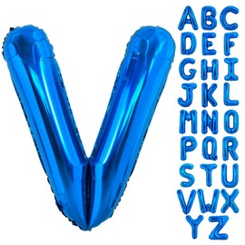 40 Inch Blue Letter V Balloons Alphabet V Letter Balloons Foil Mylar Big Letter Balloons for Birthday Party Anniversary New Year Graduation Wedding Decorations