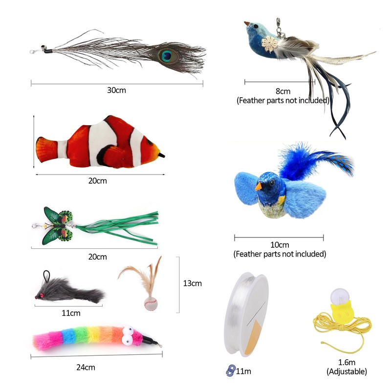 Trumoon Cat Interactive Feather Toy Replacement Set. for Interactive Toys