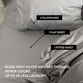 Miracle Made Newly Improved Extra Luxe Cool IT - True Grip Fitted Bed Sheets - Sand,King - 4 Piece Silver Infused, 300-Thread-Count Fabric