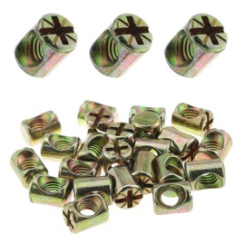 MEETOOT 20PCS M6x13mmx10mm Coloured Zinc Cross Slot Cross Hole Nuts Carbon Steel Drum Nut for Furniture Assembly and Timber Joints