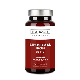 Iron Tablets High Dose -30mg - Maximum Absorption - Vitamins C A B6 B12 + Folic Acid - For Immune System, Energy Metabolism & Blood Formation - Iron Preparations - 60 Capsules Nutralie