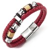COOLSTEELANDBEYOND Double-Lap Braided Leather Bracelet Men's Bracelet Leather Sweatband Stainless