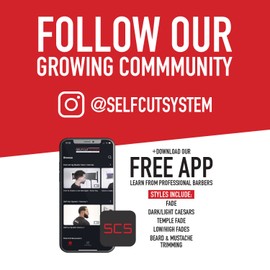 Self Cut System 3 Way Mirror for Self Hair Cutting, Trifold Barber Mirror with Height Adjustable Hooks, 360 View, Includes Free Educational Mobile App (Black Lambo)