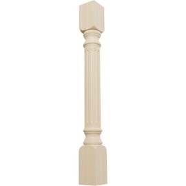 Ekena Millwork COL03X03X35RIRW Richmond Fluted Cabinet Column (Top Block: 6 1/8", Bottom Block: 7 1/8"), 3 3/4"W x 3 3/4"D x 35 1/2"H, Rubberwood