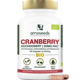Cranberry Organic | 5% PAC, Highly Concentrated Extract | With Organic Blackcurrant and Organic Heather | 60 Capsules | Made in France | Top Quality