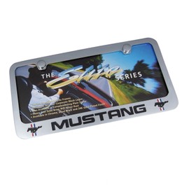 Ford Mustang Dual Logo Chrome Metal License Plate Frame
