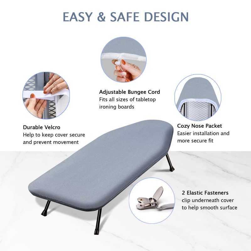 SheeChung 12.5"x32" Small Table Top Ironing Board Cover and Pad,Fits