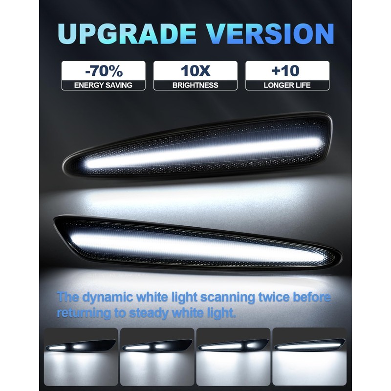 NEIFILES Dynamic LED Side Marker Lights Compatible with Chevy Corvette