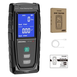 EMF Meter, ERICKHILL RT-100 [Ghost Hunting Tool] Rechargeable Digital Electromagnetic Field Radiation Detector, Handheld Digital LCD EMF Detector, Great Tester for Home EMF Check, Office, Outdoor, Adventure, Ghost Hunting emf detector
