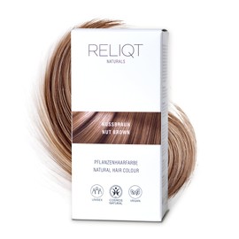 RELIQT Naturals - Plant Hair Colour Nut Brown 100% Natural & Permanent 100 g - Hair Colour for Thorough Grey Hair Coverage & Healthy Shine - Natural Cosmetics Hair Dye Additive Free