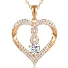 LOUISA SECRET Infinity Heart Necklaces for Women 18K Gold Plated and 925 Sterling Silver Forever Love Pendant Necklaces, Birthday Anniversary Jewelry Gift for Her Wife Mom