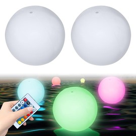 SKIKHN Schwimmende Poolbeleuchtung, 2 Stück 40 cm Poolleuchten Schwimmende Beleuchtung, 16 RGB Farbwecgsel Schwimmendes Poollicht, Garten Kugelleuchte, für Schwimmbad, Strand, Teich
