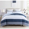 SLEEPBELLA Queen Comforter Set, White and Navy Striped Patchwork Reversible