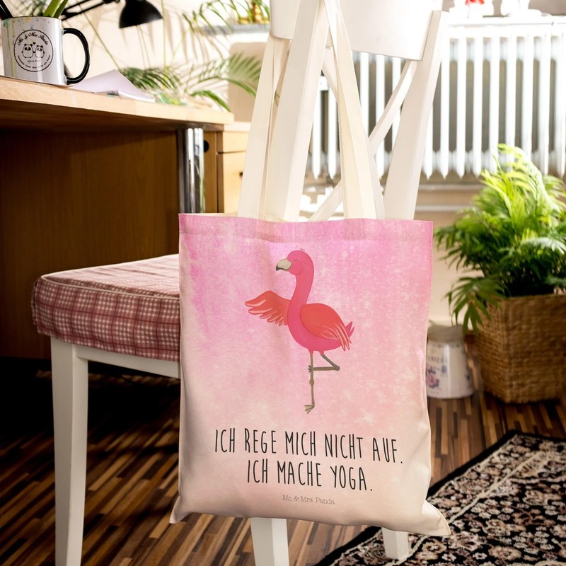 Mr. & Mrs. Panda Flamingo Yoga Shopping Bag, Purple