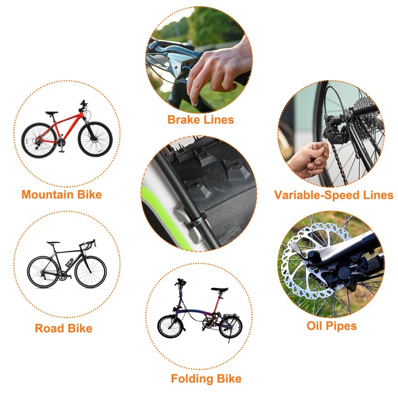 sourcing map 20pcs Bicycle Cable Clamps C-Clips Housing Hose Guide