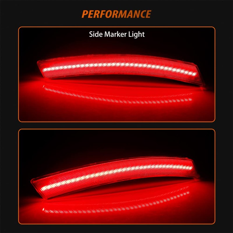 ADIIL Red Full LED Rear Bumper Side Marker Lights Assembly