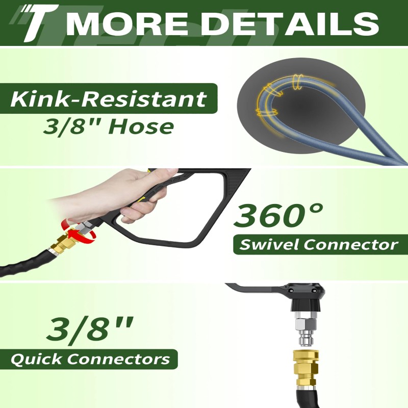 Unbranded 50FT 4800PSI Pressure Washer Hose 3/8" Wire Braided Kink