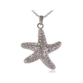 Alilang Pretty Star Fish Crystal Rhinestones Necklace Pendant