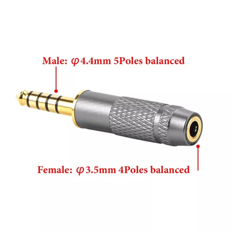 Geekria 4.4mm Male to 3.5mm Balanced Female Gold-Plated Headphones Adapter