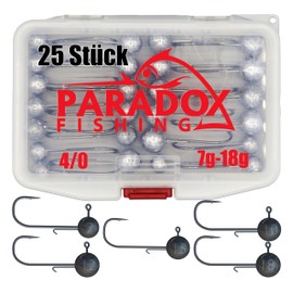 Paradox Fishing Jig Heads Set 4/0 25x I 5x 7g/10g/12g/15g/18g I Jig Heads Rubber Fish with Jig Head for Rubber Fish Zander Fishing Accessories