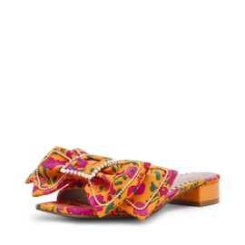 Betsey Johnson Women's Garnet Heeled Sandal, Orange Floral, 10
