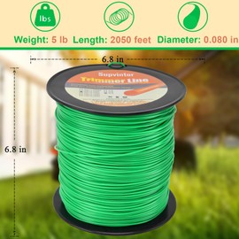 Supvintor 080 Trimmer Line, Trimmer String 080, 080 Weed Eater String, Weed Wacker String 080, 0.080Inch-2050ft-5lb Commercial Grade Round String Trimmer Line 080 Fits Most String Trimmer (Green)