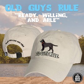 OLD GUYS RULE Viejo Chicos Regla de los Hombres Negro Lab Sombrero, Piedra