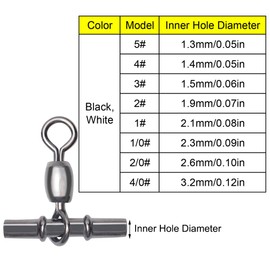 25Pcs Black Copper Sleeve Swivels 3 Way Cross Line Hook Connector T Shape Fishing Crimp Swivels for Boat Fishing(1.5mm)