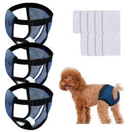 Large Reusable Dog Pants Dog Nappies, 3PCS Breathable Mesh Pet Diapers 41-56cm/16-23inch with 9 Washable Female Dogs Sanitary Pads Adjustable Briefs Protective Trousers Underwear for Dog in Heat