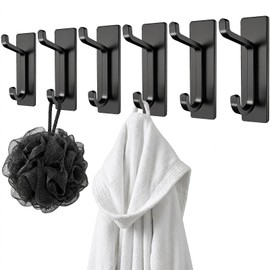 DaskFire Self Adhensive Towel Hooks for Showerroom Bathroom, 6 Pack Robe Hooks, Heavy Duty for Entry Way, Foyer, Closet, Kitchen, Laundry Room