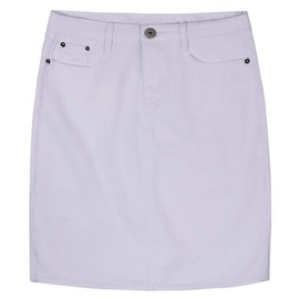 chouyatou Women's Basic Five-Pocket Rugged Wear Denim Pencil Skirt with Slit, White, X-Small