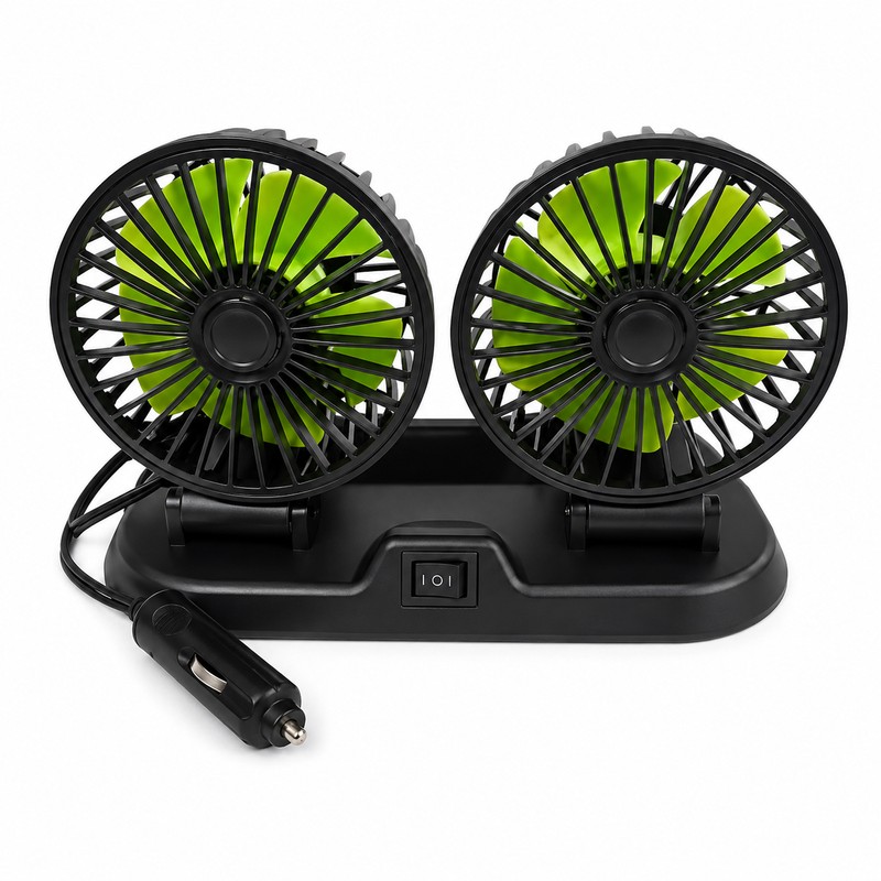 Dual-Head Car Cooling Fan – 2-Speed Adjustable USB Auto Air