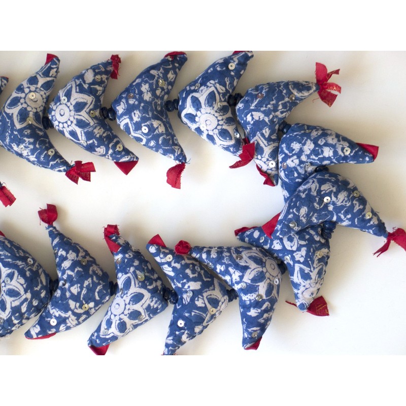 Mango Gifts Prosperity Hens Indigo Fair Trade 40 inches India