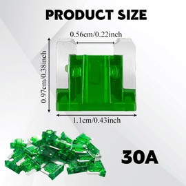 HQRNYP 25PCS 30 Amp Low Profile Mini Car Fuses, Automotive Fuse, Standard Mini Low Profile Blade Automotive Fuse, Car Accessories Short Circuit Protection Car Fuses Fit for Car Motorcycle Truck (30A)