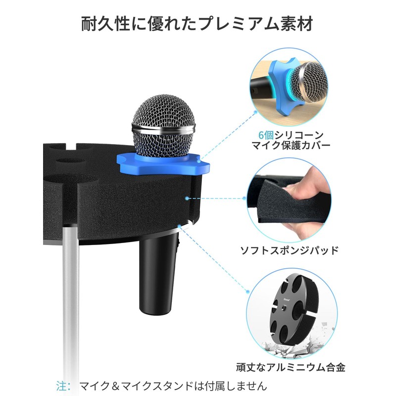 Etour [2024 Upgrade] Multi Mic Holder for Microphone Stand, Circular