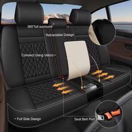 IKABEVEM Seat Covers Fit for Nissan Maxima 2011-2023: Full Set Breathable Leather Car Seat Covers - Automotive Interior Seat Cushion Protector (2 Rows 5 Seats, Black)