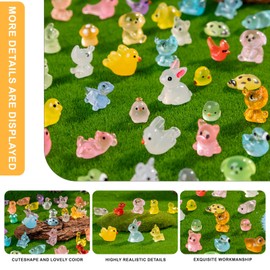 250 pcs Luminous Mini Resin Animals Many Styles Variety Tiny Animals Figures Miniature Little Small Animal Figurines Bulk for Micro Fairy Garden Landscape Accessories Hide Crafts Decor Aquarium