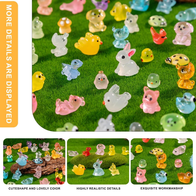 250 pcs Luminous Mini Resin Animals Many Styles Variety Tiny