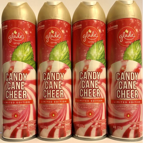 Glade Air Freshener Spray - Candy Cane Cheer - Holiday Collection 2020 - Net Wt. 8 OZ (227 g) Per Can - Pack of 4 Cans