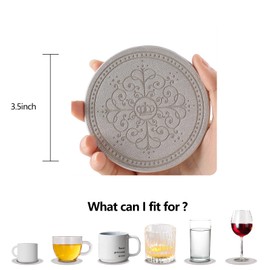 LISRSC Coasters Set of 4 - PU Leather Coasters with Holder - Silver Round Coasters for Drinks - Coffee Table Coasters Pads Mat - Cup Coaster Set Gifts for Home,Bars,Cafes,Party,Office Decor