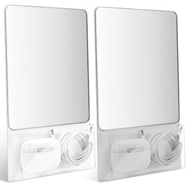 Torolle Magnetic Locker Mirror, 6.69" x 5.51" Small Real Glass Mirror with Holder Bag and Magnet Backing for School Bathroom Gym Household Refrigerator Office Cabinet Safety Kids -Grey&White