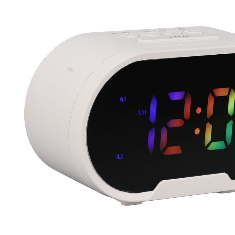Digital Clock LED Alarm Big Digits Color Display Dimmable Adjustable