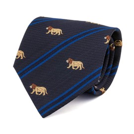 [COLORATA] Carolata Animal Pattern Necktie (100% Silk / Jacquard Woven), Animal Pattern, Animal Pattern, 57.1 x 3.3 inches (145 x 8.5 cm), Gift Present, navy