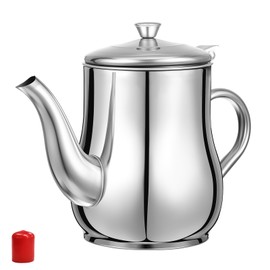 OUNONA Stainless Steel Oil Strainer Pot Filter Pot with Strainer Dispenser with Removable Oil Separator Grease Storage for Kitchen