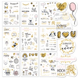 BIROYAL Sticker Birthday Sticker for Guest Book Birthday, Photo Album, Birthday Cards & Gifts | Birthday Decoration Full of Love for Adults and Children | Set: 135+ Designs on 9 Sheets